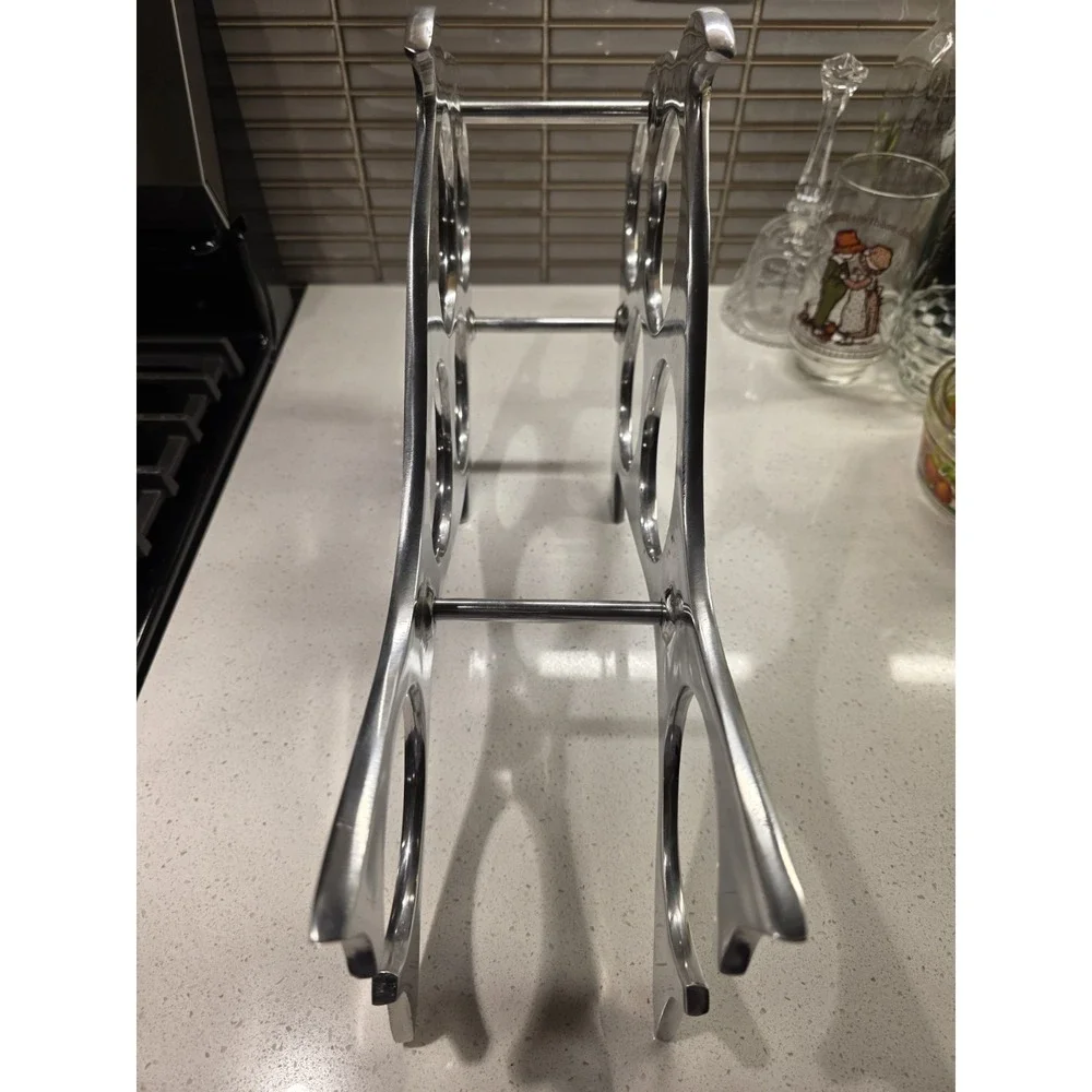Silver Metal Fish Shaped Countertop Wine Rack Holder Heavy-Duty 5 Bottle